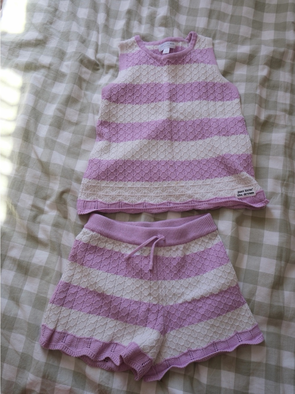 Lilac & White Striped Knit Two-Piece Set